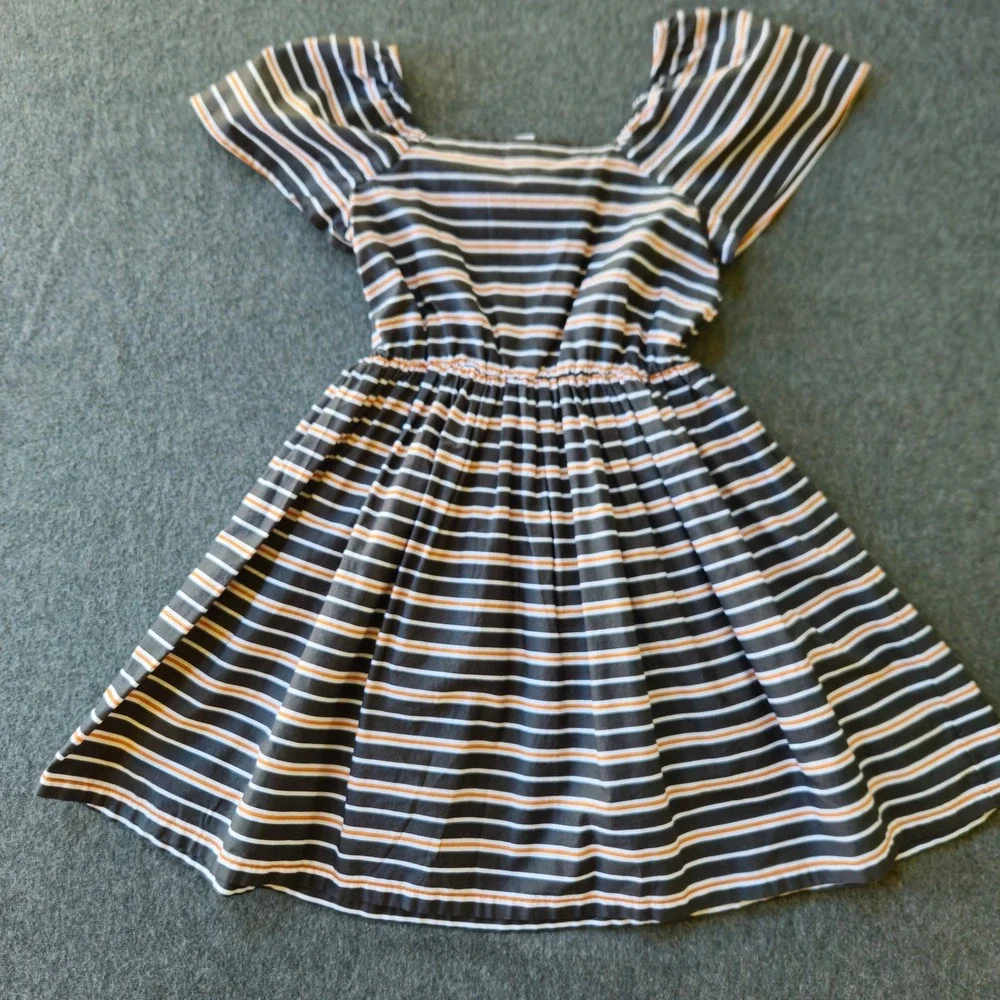 Melrose and Market Girls Square Neck Dress Cotton Sz Medium Classic Nautical EUC